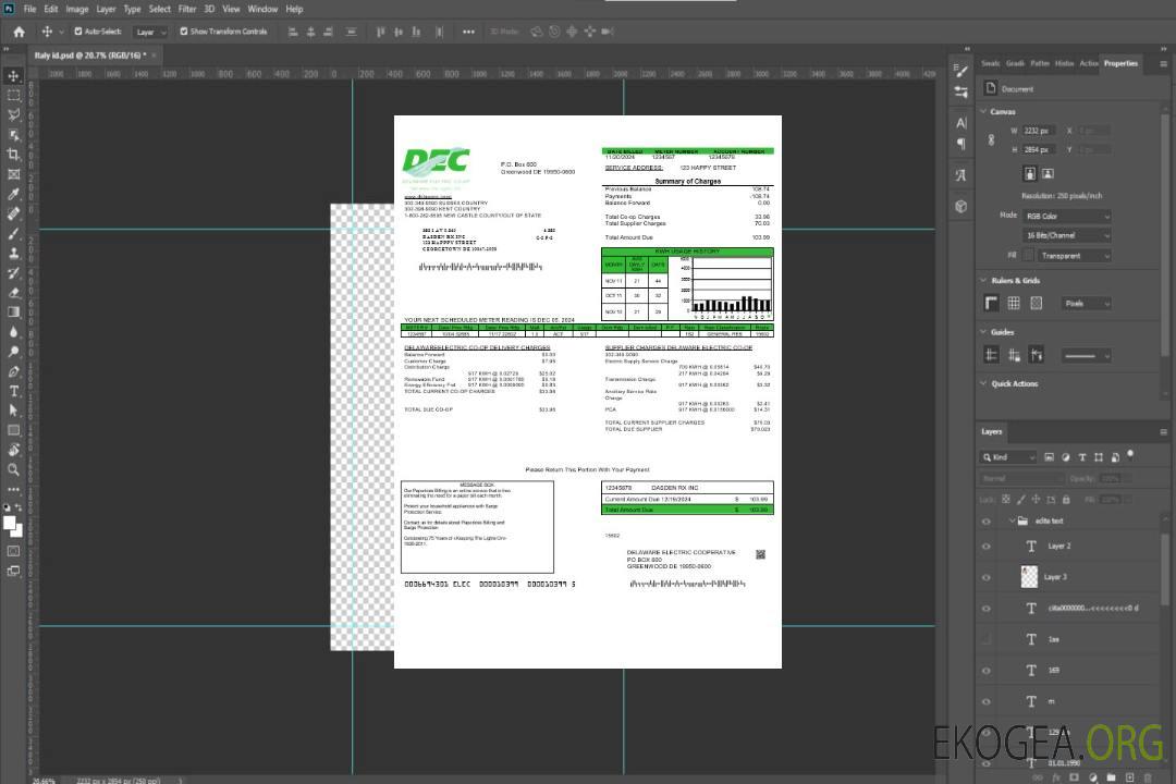 Modèle de facture de services publics pour les entreprises USA Delaware Electric Co-op aux formats Word et PDF template Modèle de facture de services publics pour les entreprises USA Delaware Electric Co-op aux formats Word et PDF template